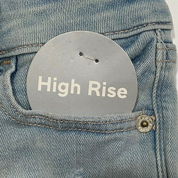 NWT GAP Girls Stretch High Rise Bermuda Shorts Sz 6 Light Wash Denim Rips - Picture 3 of 7